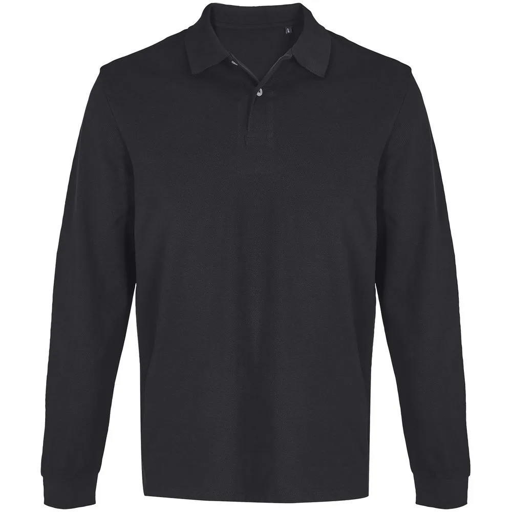 Рубашка поло унисекс с длинным рукавом Pacific LSL, черная, размер M