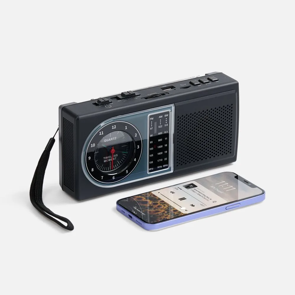 Bluetooth-колонка с радио Comradio, черная фото 4