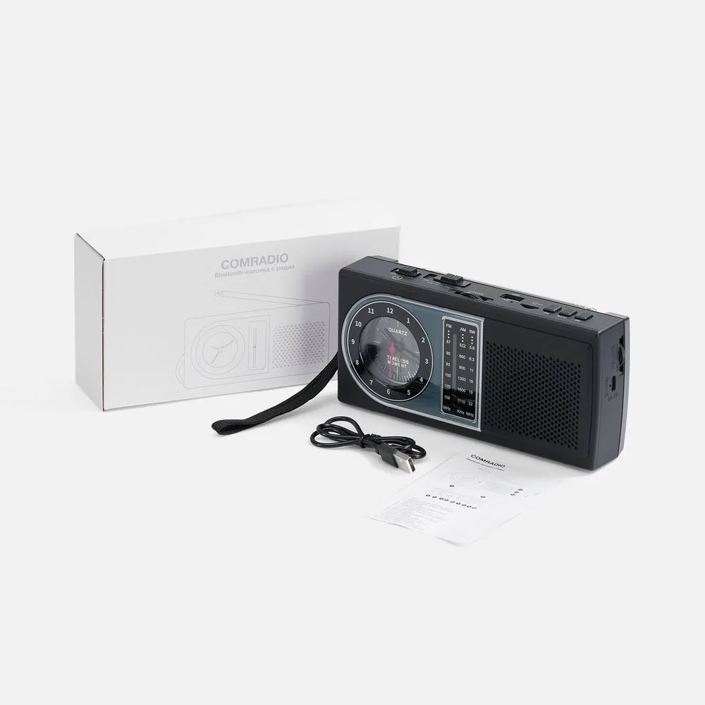 Bluetooth-колонка с радио Comradio, черная фото 9