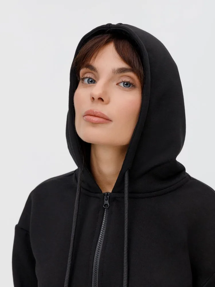 Толстовка унисекс оверсайз на молнии Zippy Terry, черная, размер XL/XXL фото 15