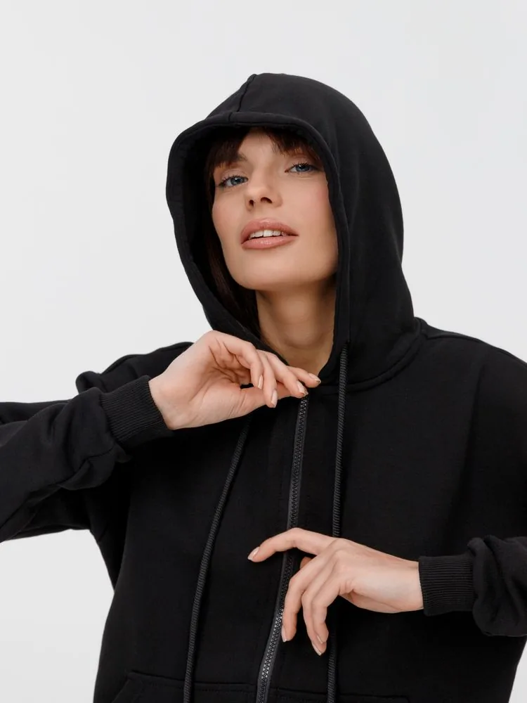 Толстовка унисекс оверсайз на молнии Zippy Terry, черная, размер XL/XXL фото 16