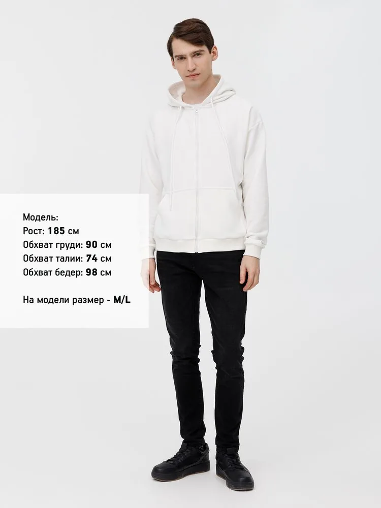 Толстовка унисекс оверсайз на молнии Zippy Terry, белая, размер M/L фото 12