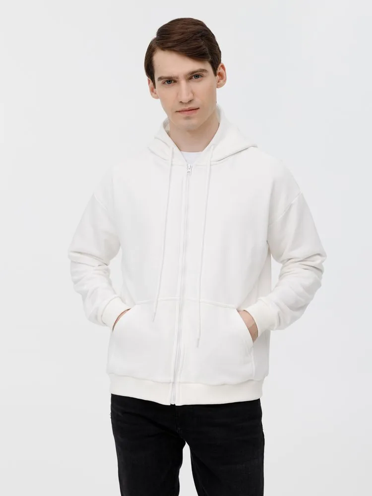 Толстовка унисекс оверсайз на молнии Zippy Terry, белая, размер M/L фото 14