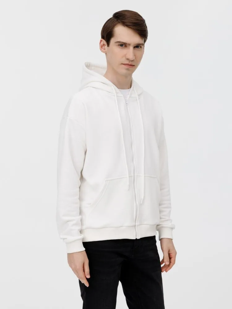 Толстовка унисекс оверсайз на молнии Zippy Terry, белая, размер XL/XXL фото 15