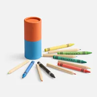 Набор цветных карандашей с мелками Kiddo Tube, голубой с оранжевым фото 2
