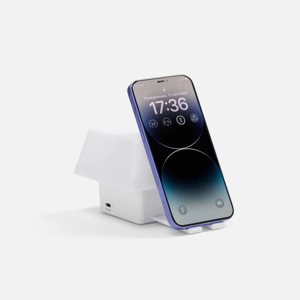 Светильник с подставкой для смартфона Knoppi, белый фото 4