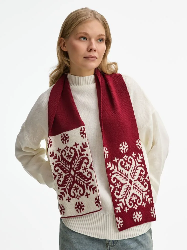 Шарф Wintertude M, красный с белым фото 6