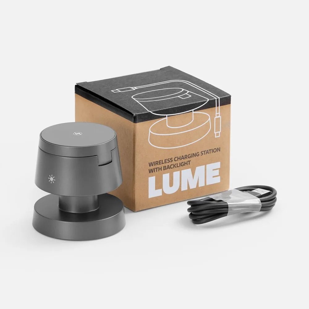 Станция беспроводной зарядки с подсветкой Lume, серая фото 10