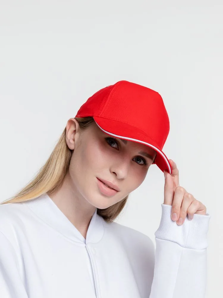 Бейсболка Classic 2.0, красная с белым кантом фото 9