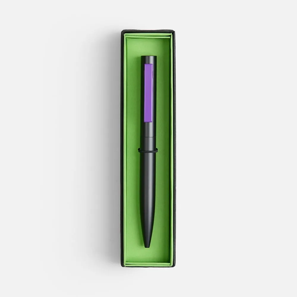 Ручка шариковая Inkolor в футляре, черная с фиолетовым фото 3
