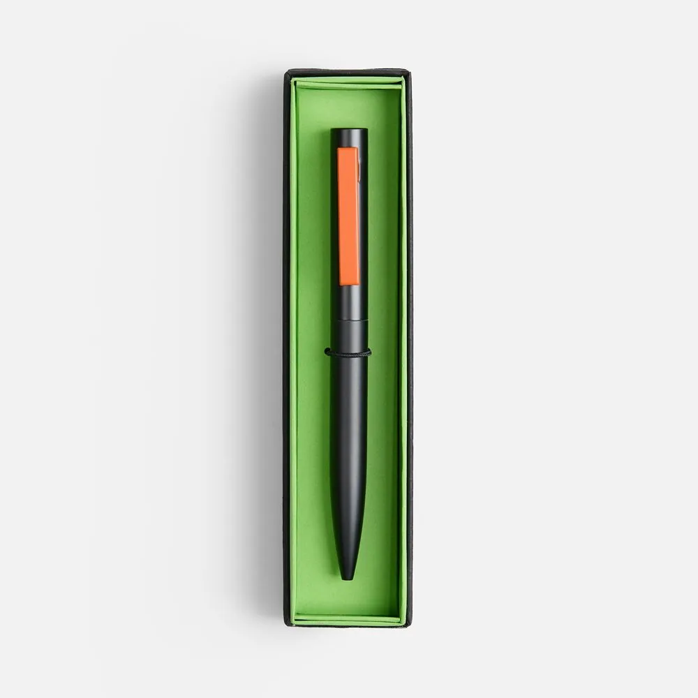 Ручка шариковая Inkolor в футляре, черная с оранжевым фото 3