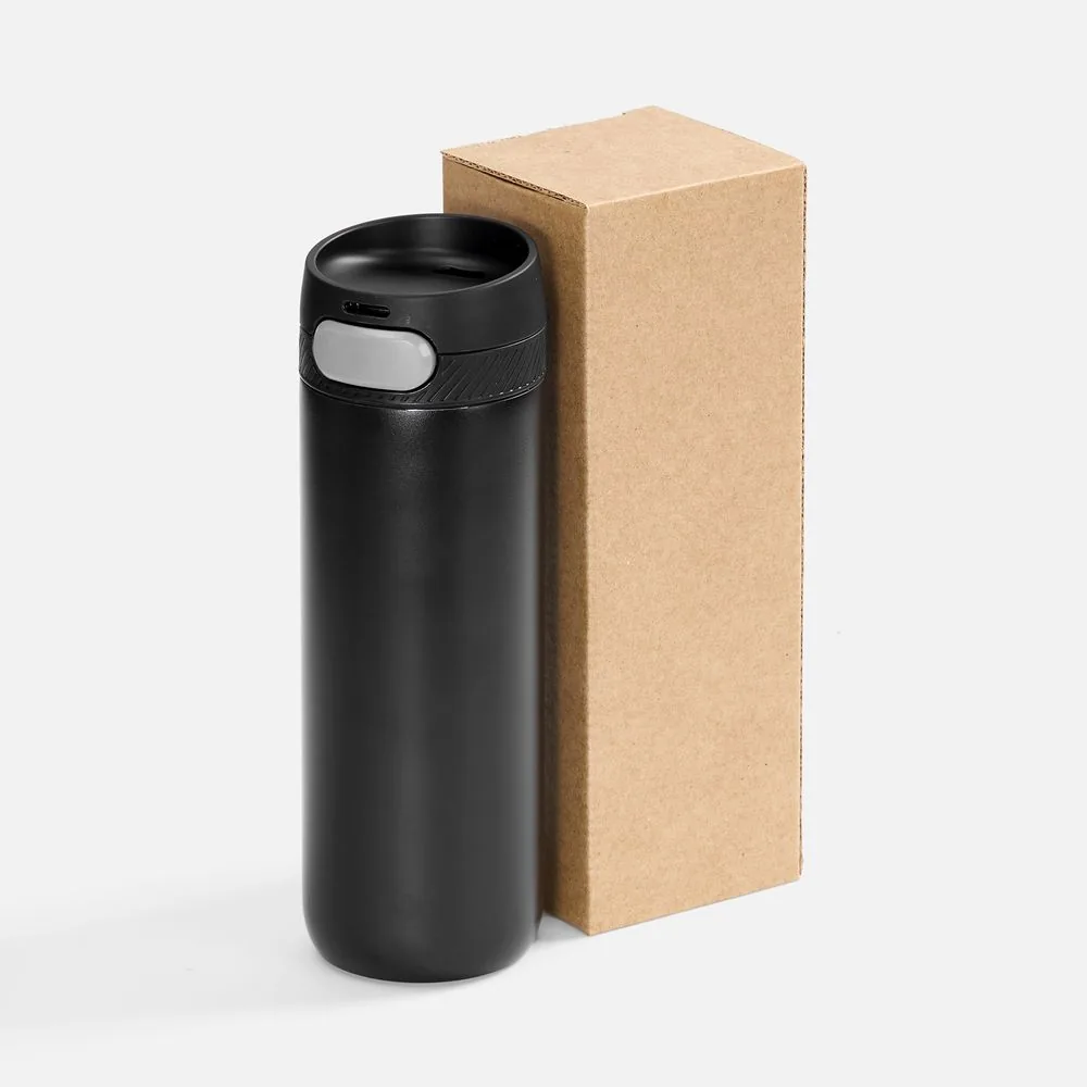 Термостакан X1 с цветной кнопкой, черный с серым фото 6