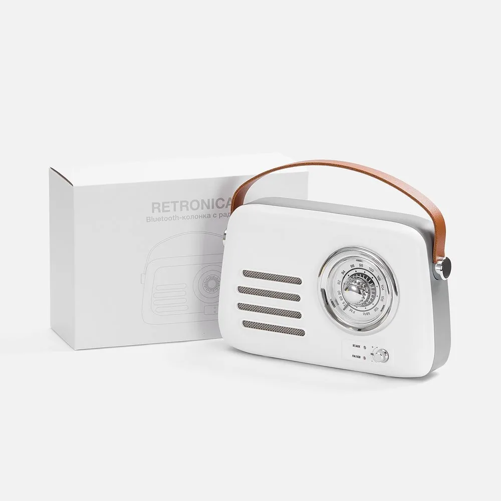 Bluetooth-колонка с радио Retronica, белая фото 7