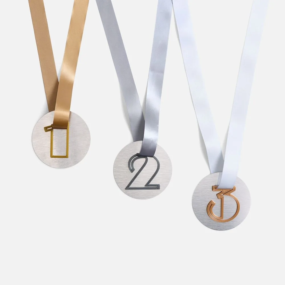 Медаль Fundo, серебристая с 3D-подвеской Symbol, цифра 1 фото 3