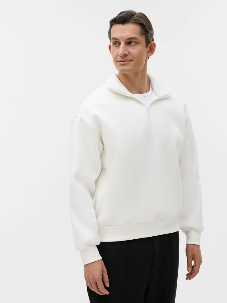 Толстовка унисекс оверсайз Ziplink Heavy, молочно-белая, размер XL фото 8