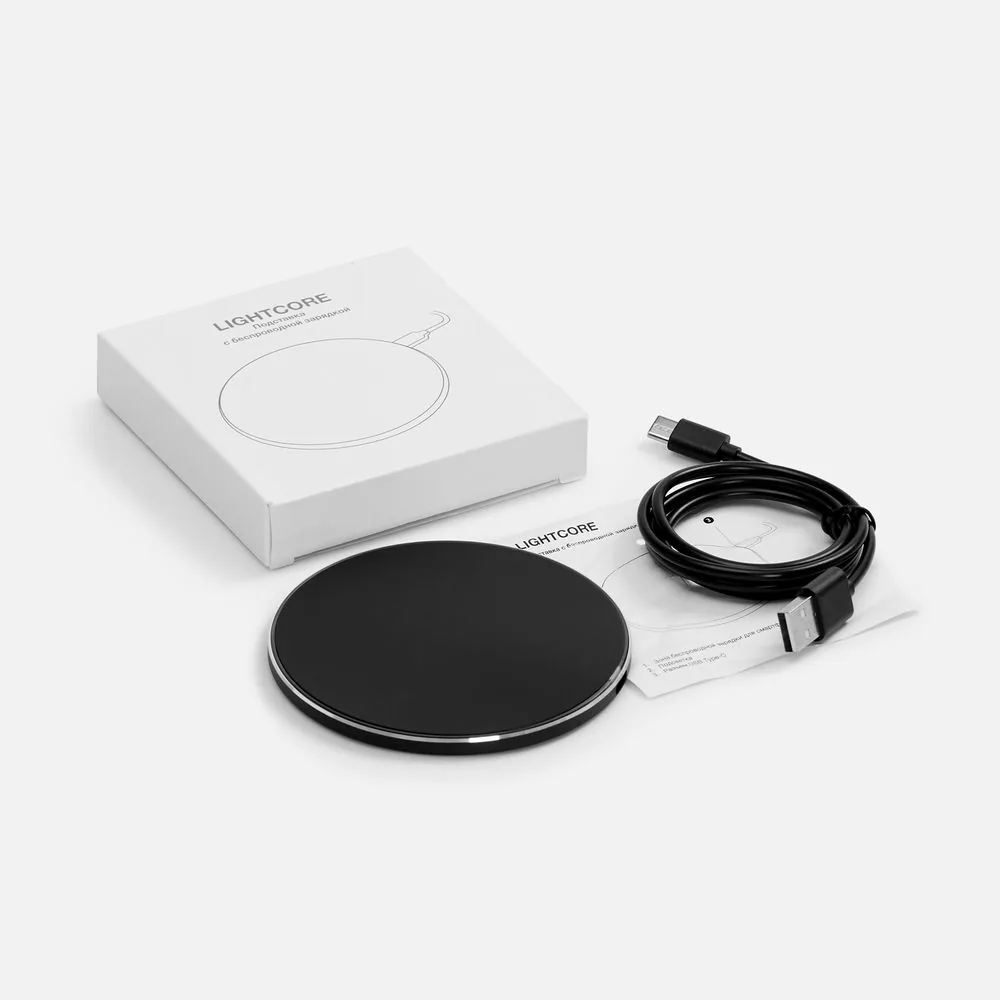 Беспроводное зарядное устройство с подсветкой Lightcore, черное фото 6