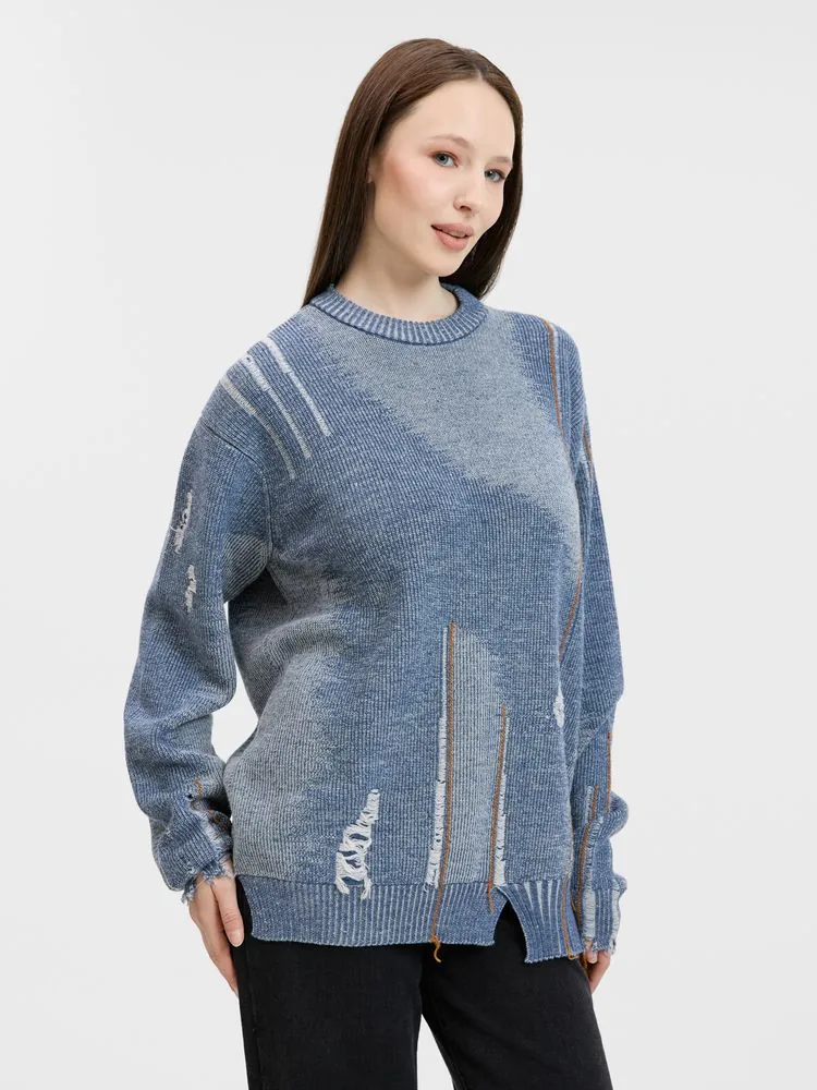 Джемпер Denim свободного силуэта на заказ, полушерсть, размер L фото 14