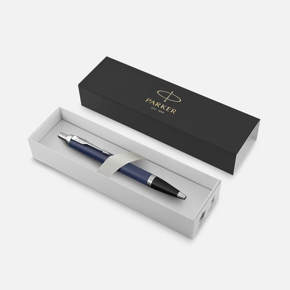 Ручка шариковая Parker IM Core Matte Blue CT, темно-синяя с черным фото 4