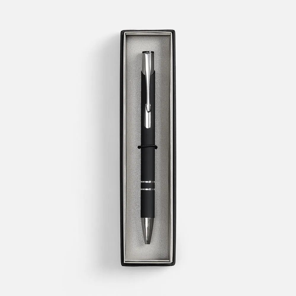 Ручка шариковая Keskus Soft Touch в футляре, черная фото 3