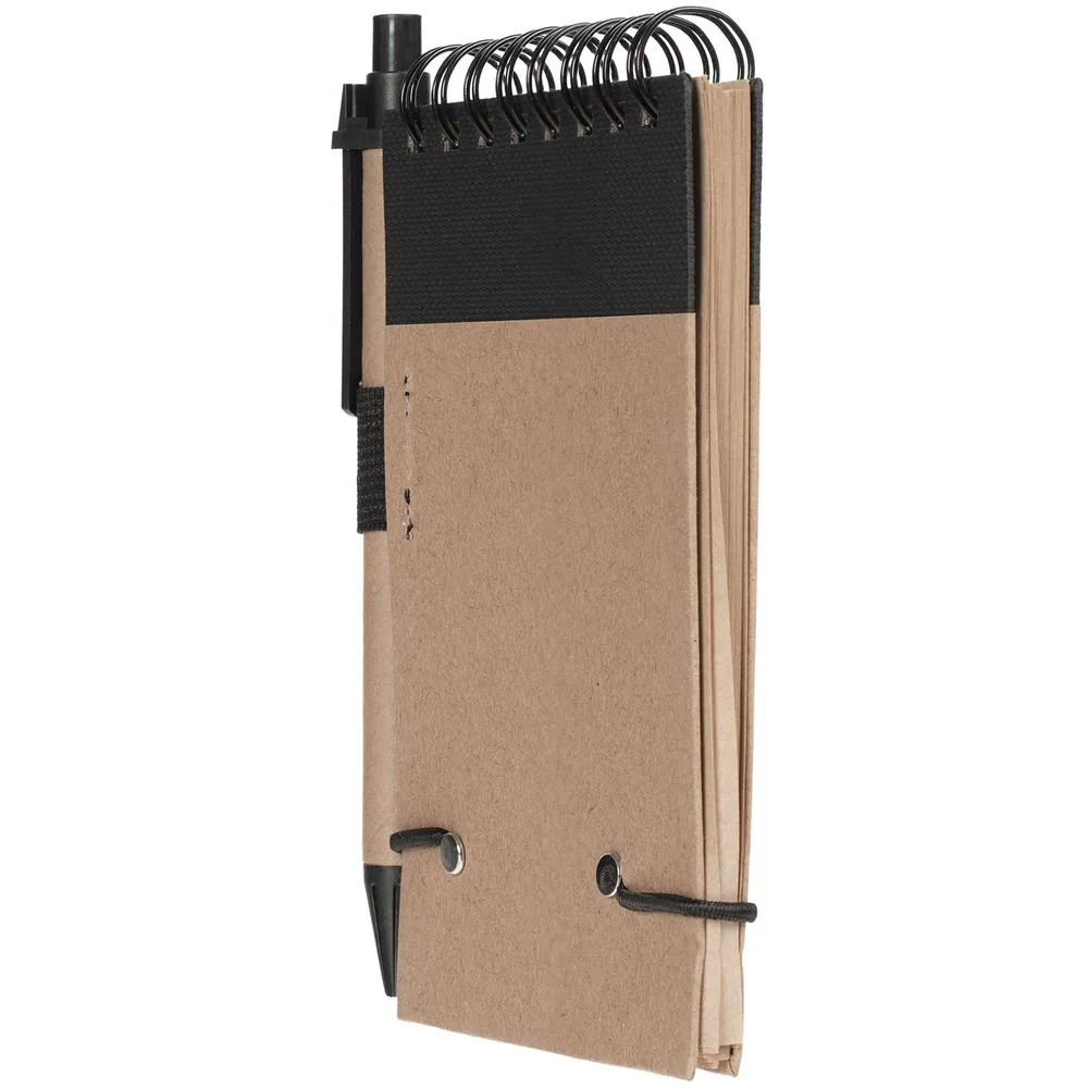 Блокнот на кольцах Eco Note с ручкой, черный фото 4