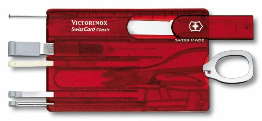 Набор инструментов SwissCard, полупрозрачный красный фото 3