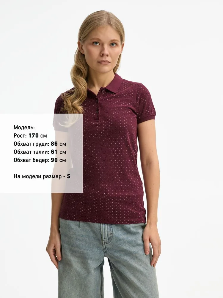 Рубашка поло женская Brandy Women, бордовая с белым, размер S фото 6