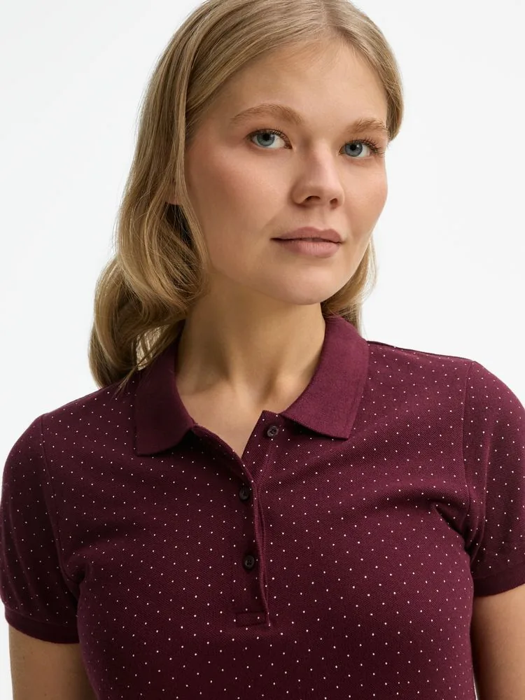 Рубашка поло женская Brandy Women, бордовая с белым, размер S фото 9