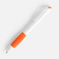 Ручка шариковая Grip, белая с оранжевым фото 2