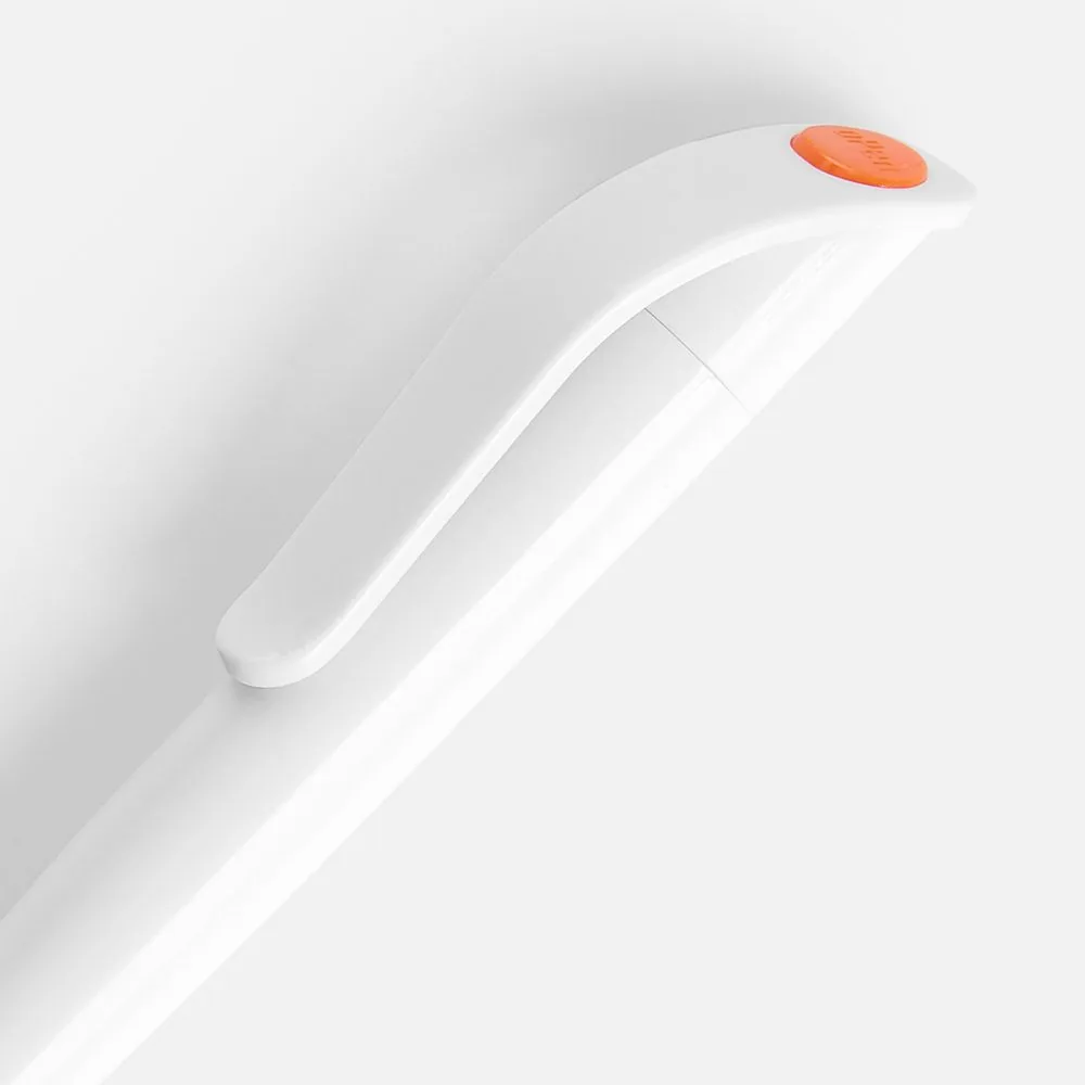 Ручка шариковая Grip, белая с оранжевым фото 4