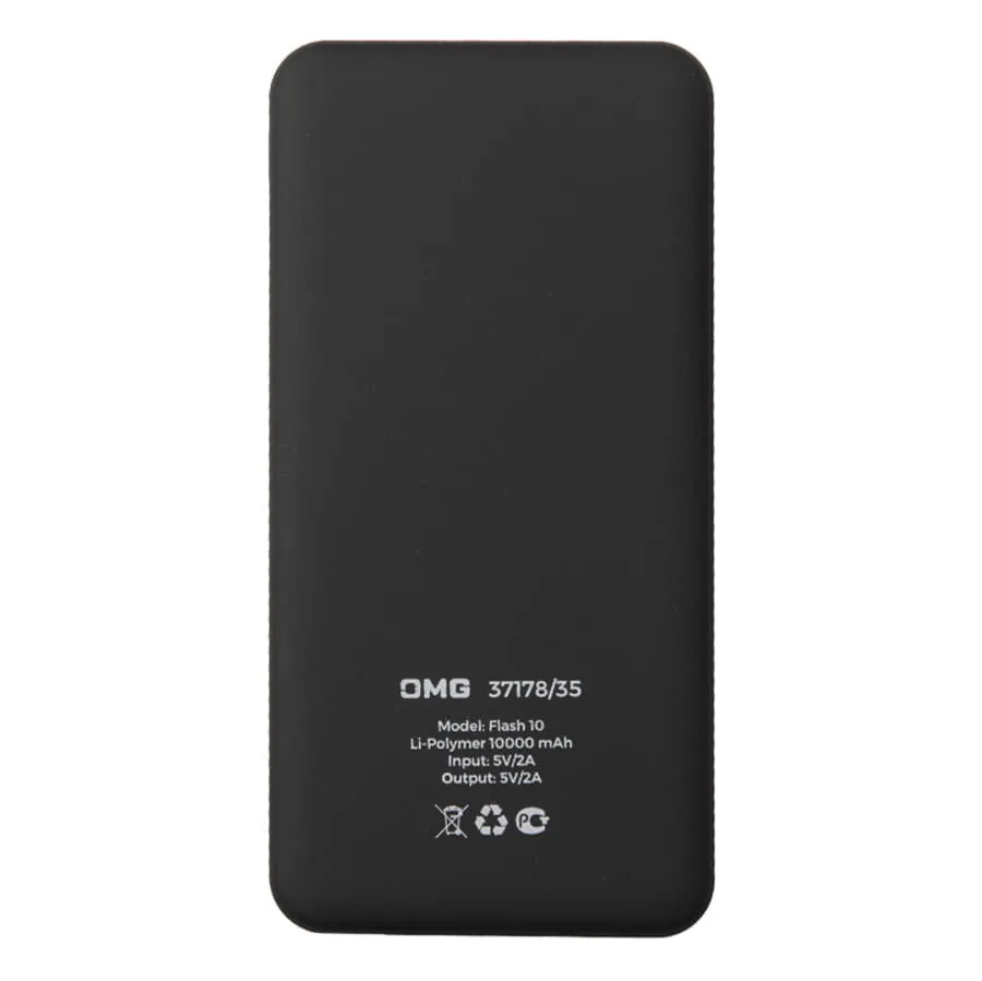 Универсальный аккумулятор Flash 10 (10000 мАч) с подсветкой и soft touch,черный,13,7х6,87х1,55мм фото 3