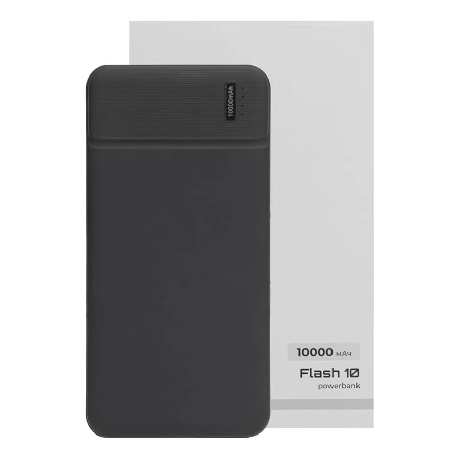 Универсальный аккумулятор Flash 10 (10000 мАч) с подсветкой и soft touch,черный,13,7х6,87х1,55мм фото 7