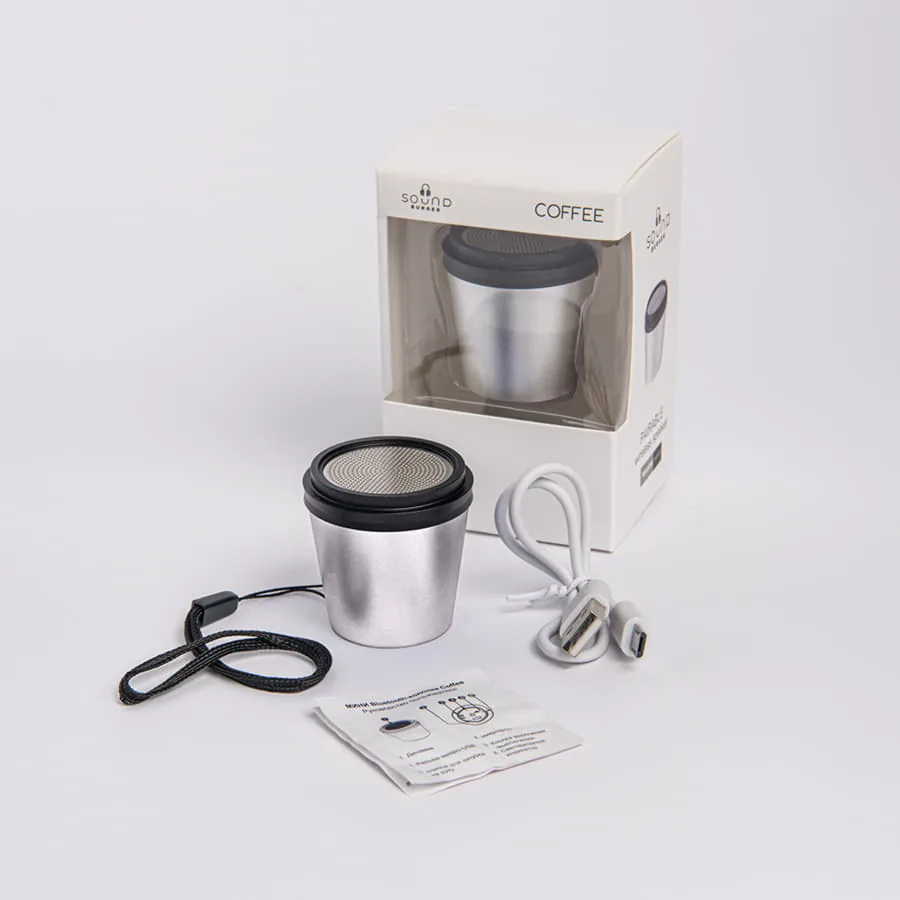 Портативная mini Bluetooth-колонка Sound Burger "Coffee" серебристый фото 5