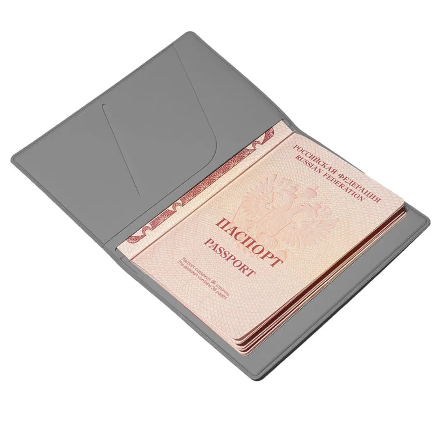 Обложка для паспорта Simply, 13.5 х 19.5 см, серая, PU фото 3