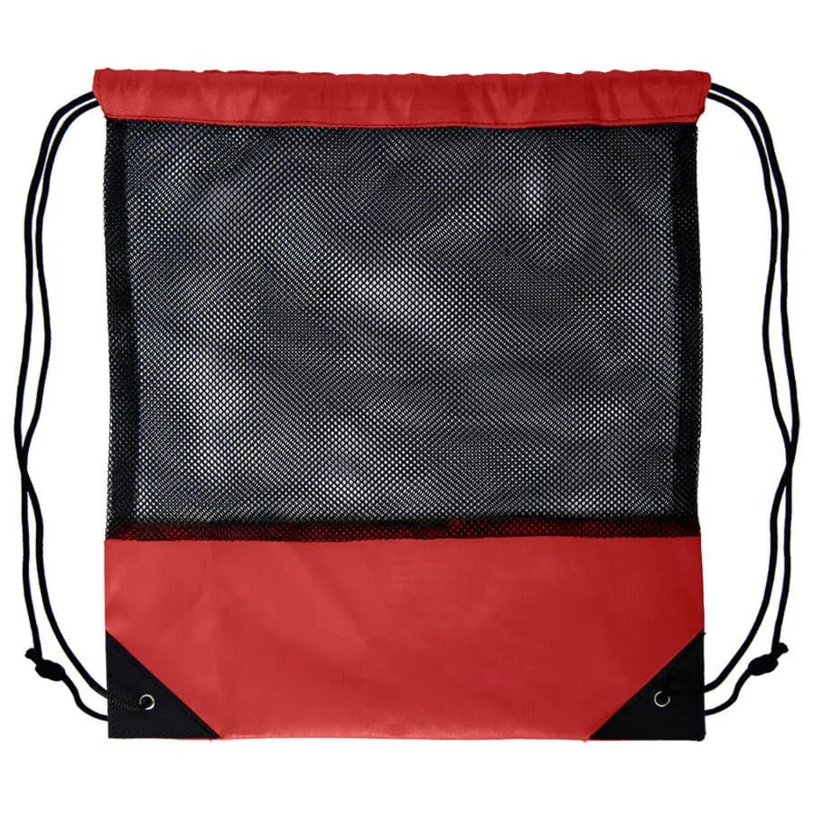 Рюкзак мешок с укреплёнными уголками Mesh, красный, 35*41 см, полиэстер 210D фото 2