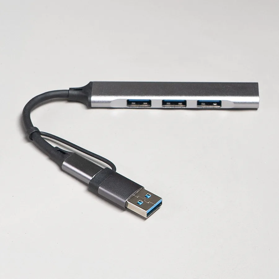 USB-хаб BRANCH 4 в 1, серый, алюминий фото 2
