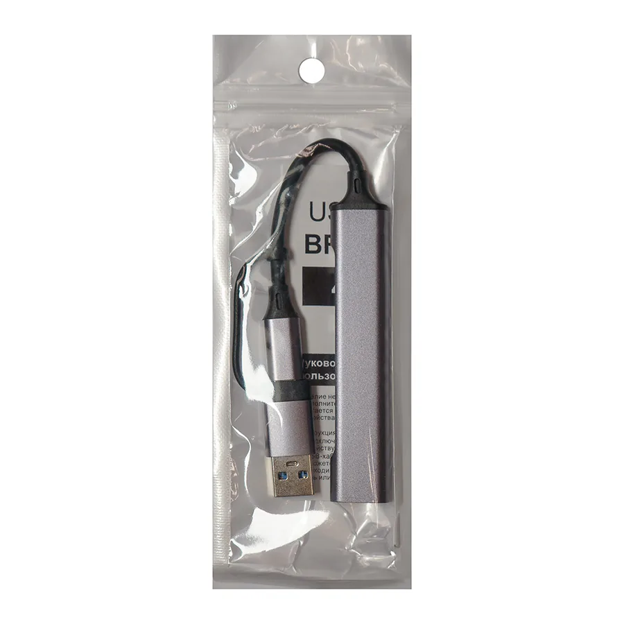 USB-хаб BRANCH 4 в 1, серый, алюминий фото 4