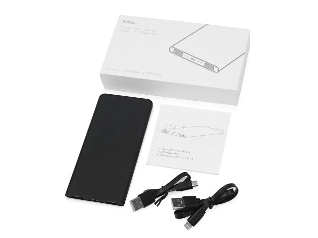 Внешний аккумулятор с подсветкой логотипа «Faros», soft-touch, 4000 mAh фото 3