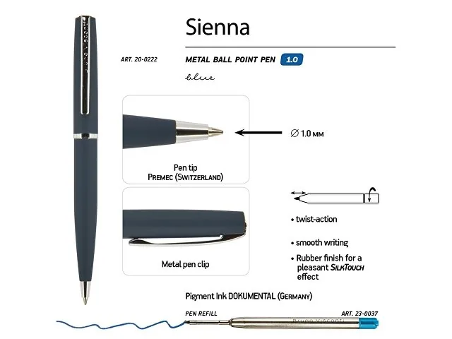 Ручка металлическая шариковая «Sienna», софт-тач фото 3