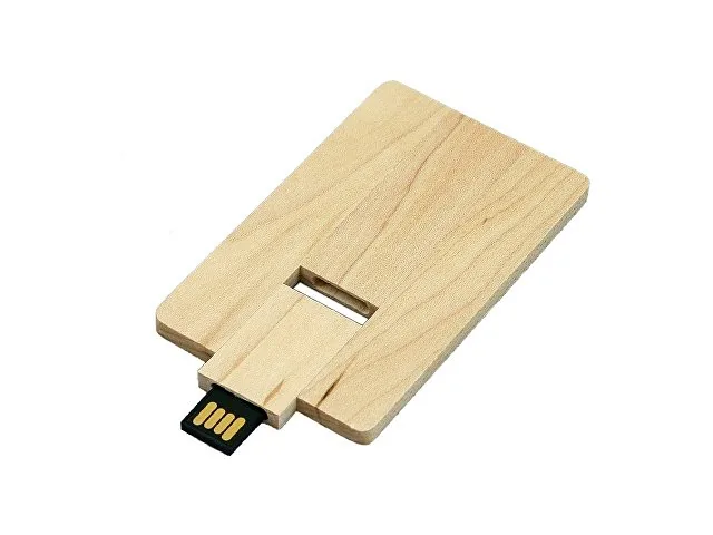USB 2.0- флешка на 16 Гб в виде деревянной карточки с выдвижным механизмом фото 2