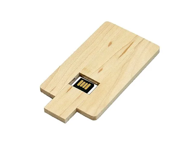 USB 2.0- флешка на 16 Гб в виде деревянной карточки с выдвижным механизмом фото 3