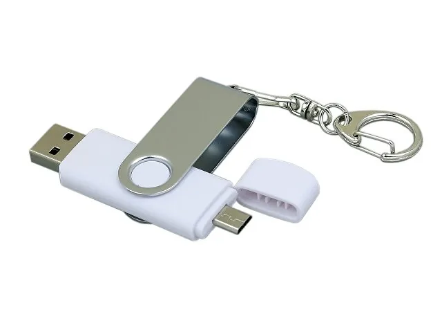 USB 2.0- флешка на 16 Гб с поворотным механизмом и дополнительным разъемом Micro USB фото 2