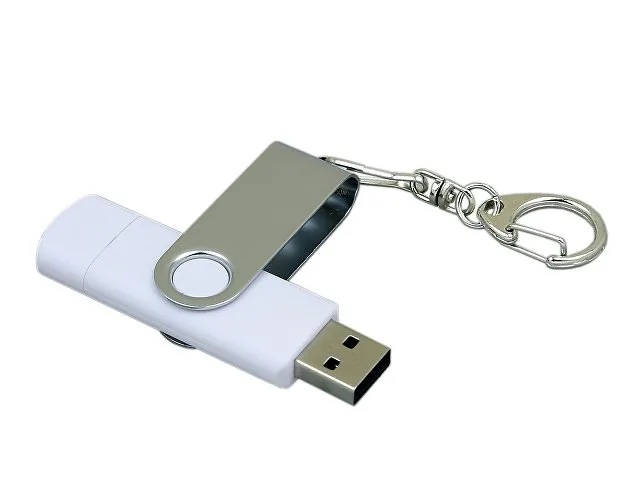 USB 2.0- флешка на 16 Гб с поворотным механизмом и дополнительным разъемом Micro USB фото 3