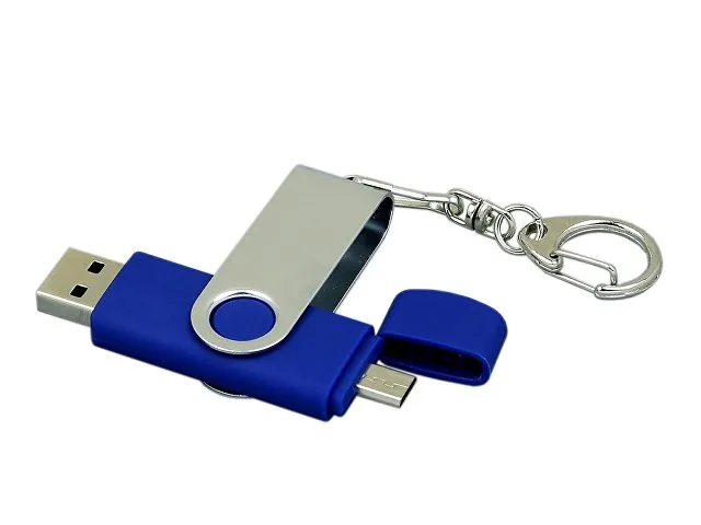 USB 2.0- флешка на 16 Гб с поворотным механизмом и дополнительным разъемом Micro USB фото 2