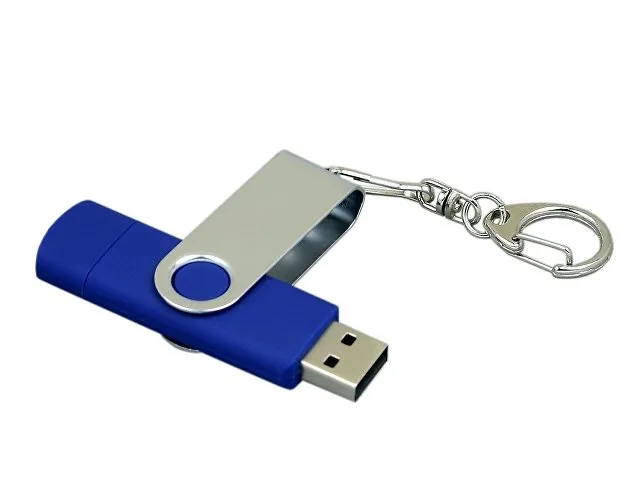 USB 2.0- флешка на 16 Гб с поворотным механизмом и дополнительным разъемом Micro USB фото 3