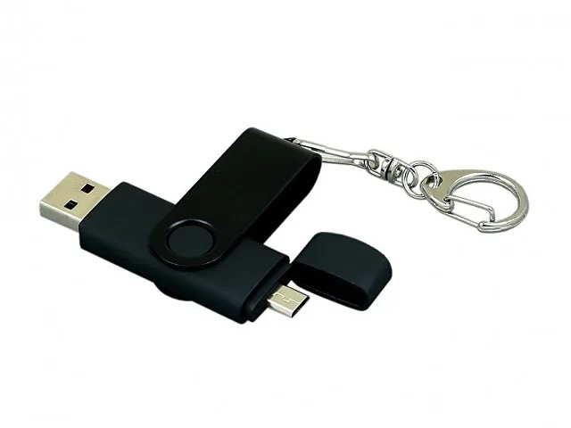 USB 2.0- флешка на 16 Гб с поворотным механизмом и дополнительным разъемом Micro USB фото 2