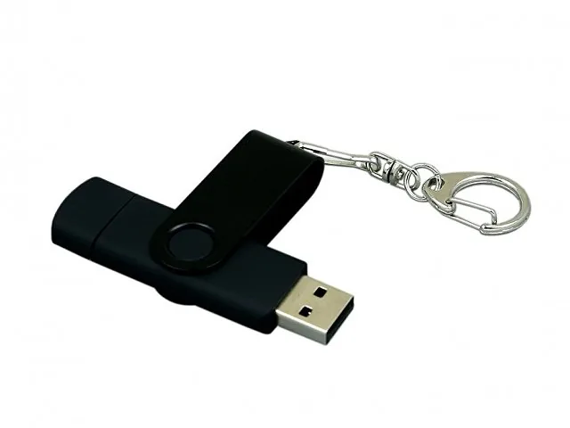 USB 2.0- флешка на 16 Гб с поворотным механизмом и дополнительным разъемом Micro USB фото 3