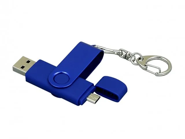 USB 2.0- флешка на 16 Гб с поворотным механизмом и дополнительным разъемом Micro USB фото 2
