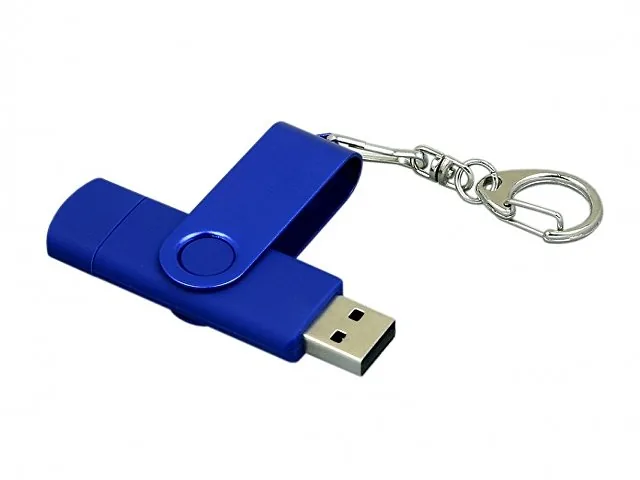 USB 2.0- флешка на 16 Гб с поворотным механизмом и дополнительным разъемом Micro USB фото 3