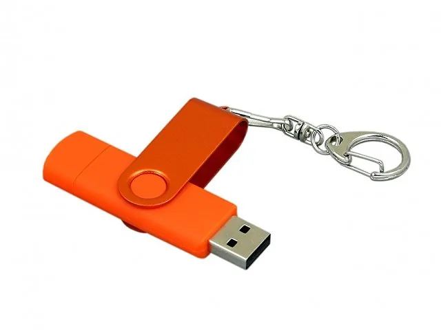 USB 2.0- флешка на 16 Гб с поворотным механизмом и дополнительным разъемом Micro USB фото 3