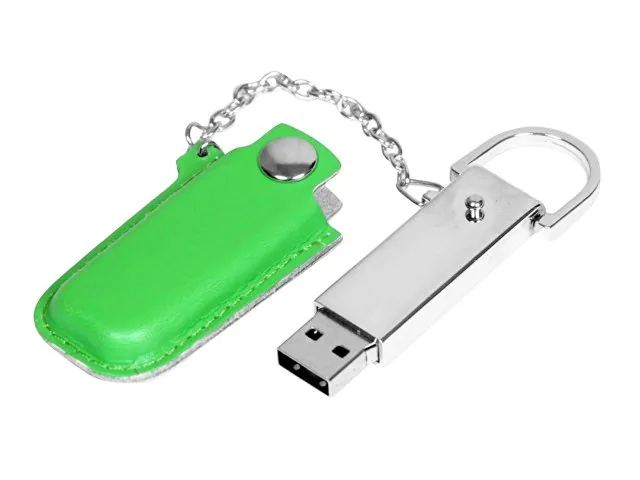 USB 2.0- флешка на 16 Гб в массивном корпусе с кожаным чехлом фото 2